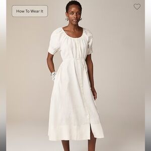NWT J. Crew button-up midi dress in linen, medium, natural